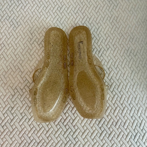 Anthropologie x Matisse Gold Glitter Jelly Sandals, Sz 7 - Picture 3 of 4